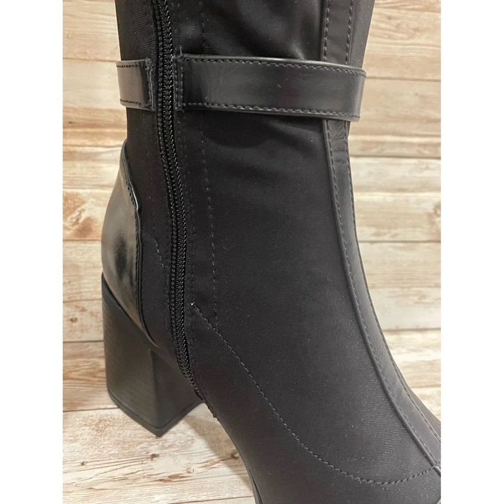 Journee Collection‎ Black Over-The-Knee Block Heel Boots Buckle Size 9XWC NEW